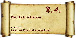 Mellik Albina névjegykártya